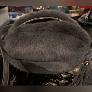Gray Faux Fur Cross Body